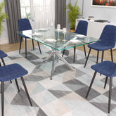 The Velets Stella Rectangular Glass Top Dining Table with Chrome Legs